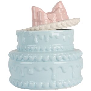 Clayre & Eef 6CE2146 Maceta Decorativa con Tapa Cerámica Azul Rosa Ø 13x15 cm