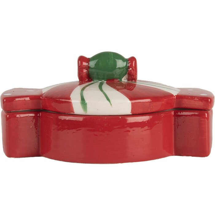 Clayre & Eef 6CE2148 Maceta con Tapa Cerámica Roja 14x10x8 cm Estilo Campestre