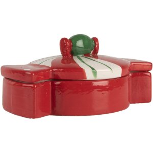 Clayre & Eef 6CE2148 Maceta con Tapa Cerámica Roja 14x10x8 cm Estilo Campestre