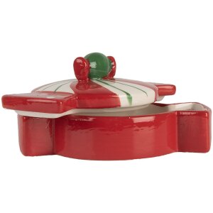Clayre & Eef 6CE2148 Maceta con Tapa Cerámica Roja 14x10x8 cm Estilo Campestre