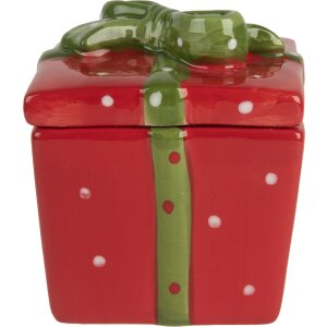 Clayre & Eef 6CE2149 Olla con Tapa Rojo Verde 9x9x11 cm Estilo Campestre