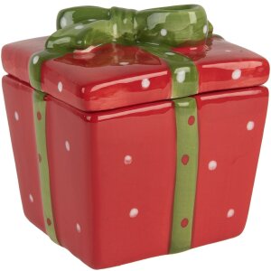 Clayre & Eef 6CE2149 Olla con Tapa Rojo Verde 9x9x11 cm Estilo Campestre