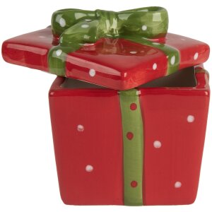 Clayre & Eef 6CE2149 Olla con Tapa Rojo Verde 9x9x11 cm Estilo Campestre