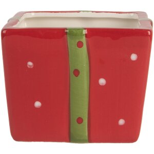 Clayre & Eef 6CE2149 Olla con Tapa Rojo Verde 9x9x11 cm Estilo Campestre