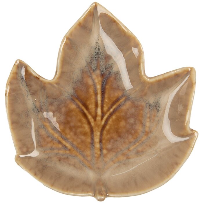 Clayre & Eef 6CE2150 Cuenco Hoja Cerámica Marrón 14x13x2 cm Botánico