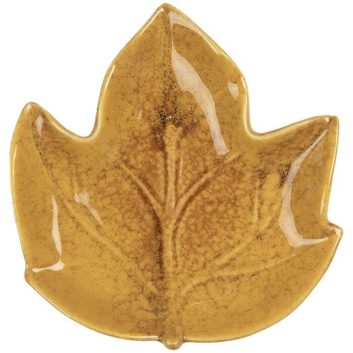 Clayre & Eef 6CE2151 Cuenco Hoja Diseño Botánico Amarillo 14x13x2 cm Cerámica