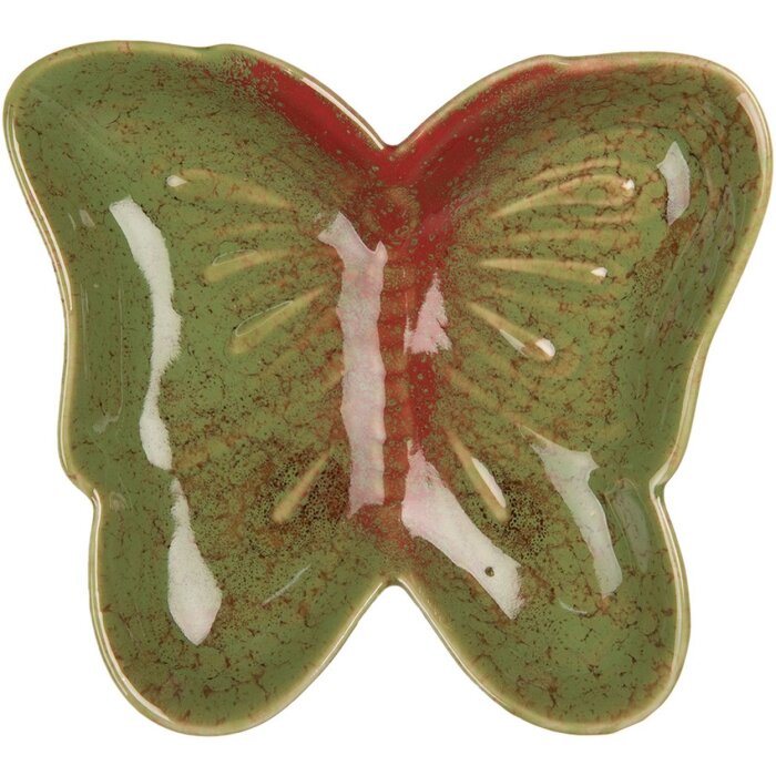 Clayre & Eef 6CE2152 Cuenco Mariposa Verde Rojo 14x13x2 cm