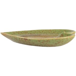 Clayre & Eef 6CE2154 Cuenco Hoja Verde Marrón 15x11x2 cm Cerámica Botánica