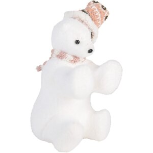 Clayre & Eef 66120 Figa Decorativa Oso Polar Blanco Rosa 11x11x18 cm