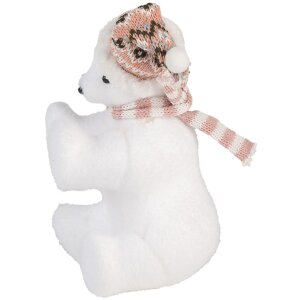 Clayre & Eef 66120 Figa Decorativa Oso Polar Blanco Rosa 11x11x18 cm