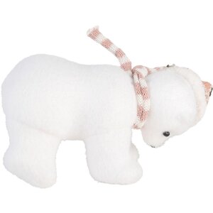 Clayre & Eef 66120 Figa Decorativa Oso Polar Blanco Rosa 11x11x18 cm