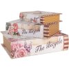 Clayre & Eef 66254 Caja de Almacenaje Set de 3 Estilo Retro Vintage Beige Rosa Madera