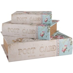 Clayre & Eef 66257 Caja de Almacenaje Set de 3 Diseño Antiguo Beige Vintage