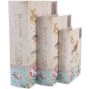 Clayre & Eef 66257 Caja de Almacenaje Set de 3 Diseño Antiguo Beige Vintage