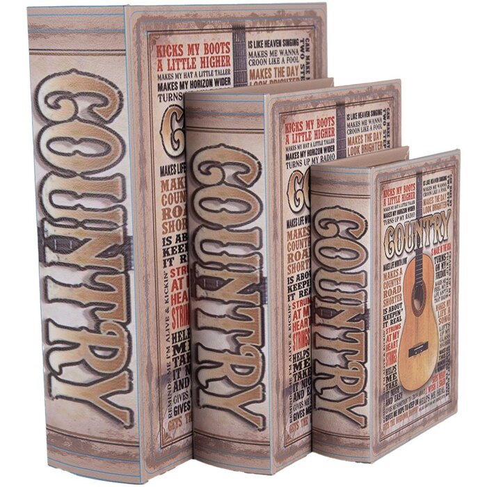 Clayre & Eef 66258 Caja de Almacenaje Set de 3 Retro Vintage Madera Beige Marrón