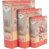 Clayre & Eef cajas de almacenamiento conjunto de diseño de libros de Navidad de madera de 3 piezas