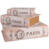 Clayre & Eef Cajas de Almacenaje Paris Set de 3 Beige Azul Libros Vintage