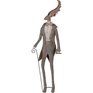 Clayre & Eef Figura Decorativa Ciervo Estilo Rústico Marrón Gris 84 cm
