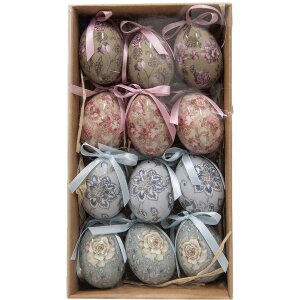 Clayre & Eef 65905 Decoración huevos colgantes juego 12 vintage look Ø 4x5 cm