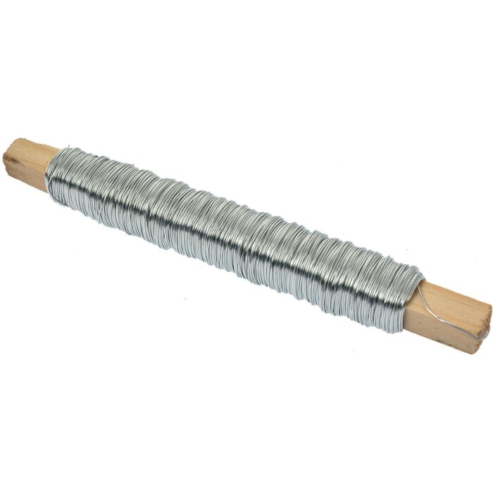 Clayre & Eef Alambre de hierro plateado Ø2mm rollo 50m 14cm