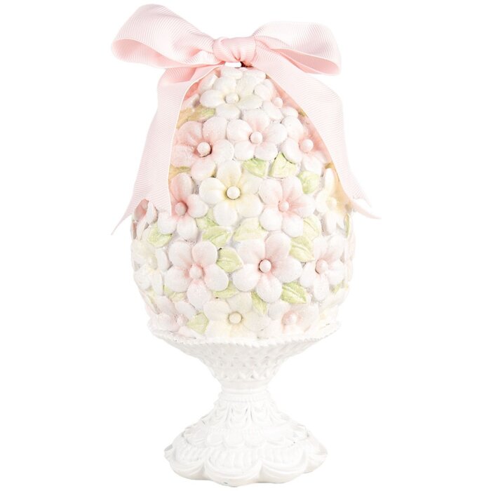 Clayre & Eef 6PR5145 Decoración Huevo Ø 10x20 cm Rosa Blanco Verde Romántico