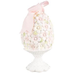 Clayre & Eef 6PR5145 Decoración Huevo Ø 10x20 cm Rosa Blanco Verde Romántico