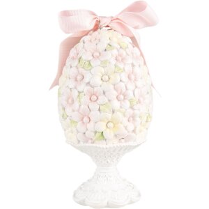 Clayre & Eef 6PR5145 Decoración Huevo Ø 10x20 cm Rosa Blanco Verde Romántico