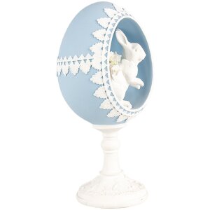 Clayre & Eef 6PR5146 Decoración Huevo Azul Blanco 11x9x21 cm Estilo Retro Vintage
