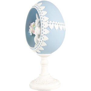 Clayre & Eef 6PR5146 Decoración Huevo Azul Blanco 11x9x21 cm Estilo Retro Vintage