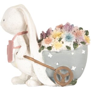 Clayre & Eef 6PR5148 Decoración Conejo Blanco Rosa 11x6x10 cm Estilo country