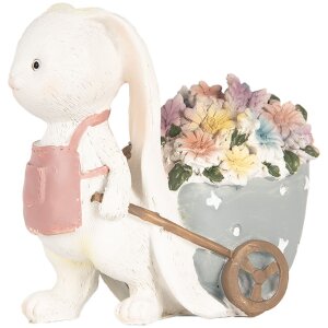 Clayre & Eef 6PR5148 Decoración Conejo Blanco Rosa 11x6x10 cm Estilo country