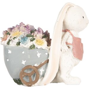 Clayre & Eef 6PR5148 Decoración Conejo Blanco Rosa 11x6x10 cm Estilo country