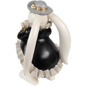 Clayre & Eef 6PR5150 Decoración Conejo Blanco Negro Oro 14x13x22 cm