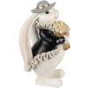 Clayre & Eef 6PR5150 Decoración Conejo Blanco Negro Oro 14x13x22 cm