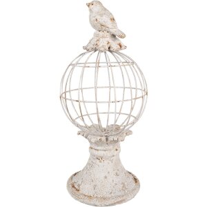 Clayre & Eef 6PR5151 Decoración Pájaro Ø 20x44 cm Gris Estilo Antiguo Poliresina