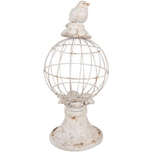 Clayre & Eef 6PR5151 Decoración Pájaro Ø 20x44 cm Gris Estilo Antiguo Poliresina