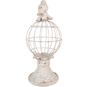 Clayre & Eef 6PR5151 Decoración Pájaro Ø 20x44 cm Gris Estilo Antiguo Poliresina