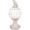 Clayre & Eef 6PR5151 Decoración Pájaro Ø 20x44 cm Gris Estilo Antiguo Poliresina