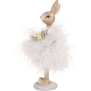 Clayre & Eef 6PR5250 Decoración Conejo Beige Gris 6x6x17 cm Estilo campestre