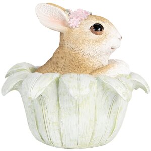 Clayre & Eef 6PR5450 Decoración Conejo Beige Verde 12x12x12 cm