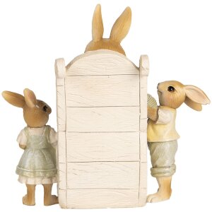 Clayre & Eef 6PR5451 Decoración Conejo Beige Verde 18x11x17 cm Poliresina