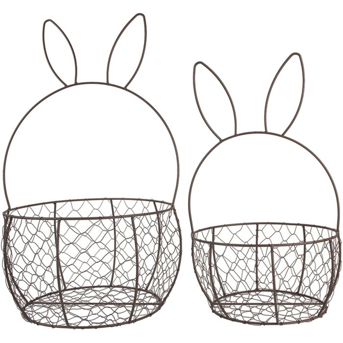 Clayre & Eef 6Y5794 Set de 2 cestas de metal marrón Ø 33x55 cm Ø 27x45 cm