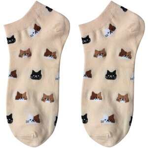 Juleeze señoras calcetines gato motivo beige...