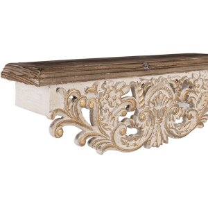 Clayre & Eef 5H0713 Estante de Pared Juego de 2 Blanco Estilo Antiguo 70x18x22cm 60x14x19cm
