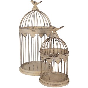 Clayre & Eef 5Y1283 Set de jaulas decorativas estilo antiguo marrón Ø32x60 Ø23x40 cm