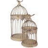 Clayre & Eef 5Y1283 Set de jaulas decorativas estilo antiguo marrón Ø32x60 Ø23x40 cm