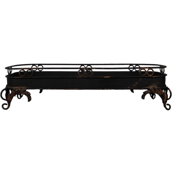 Clayre & Eef 5Y1284 Bandeja Hierro Negro 55x20x14 cm Decoración Estilo Antiguo