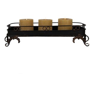 Clayre & Eef 5Y1284 Bandeja Hierro Negro 55x20x14 cm Decoración Estilo Antiguo