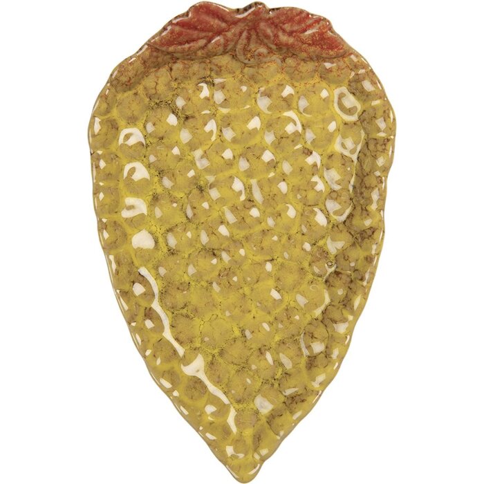 Clayre & Eef Tazón de Cerámica Uvas Amarillo 15x10x2 cm brillante Tazón Decorativo para Servir