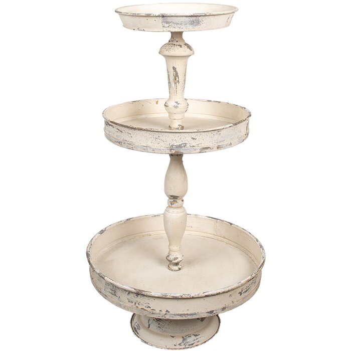 Clayre & Eef Estante de Hierro Beige Vintage 42×75 cm Estilo Antic Triple Estante
